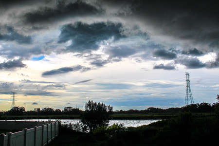 Stormy Sky With Yardlike Landscapeの写真素材