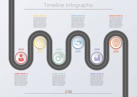 Business road map timeline infographic icons designed for abstract background templateのイラスト素材