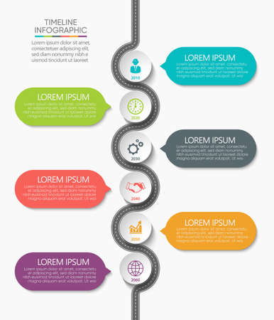 Business road map timeline infographic icons designed for abstract background template milestone element modern diagram process technology digital marketing data presentation chart Vector illustrationのイラスト素材