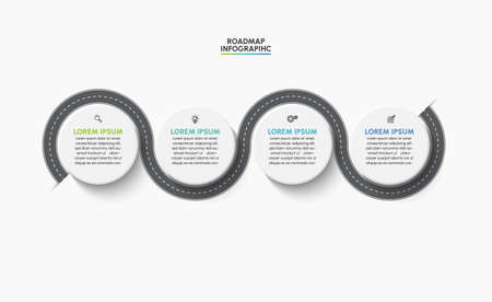 Business road map timeline infographic icons designed for abstract background template milestone element modern diagram process technology digital marketing data presentation chart Vector illustrationのイラスト素材