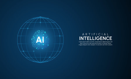Artificial intelligence network concept background template Vector illustration.のイラスト素材