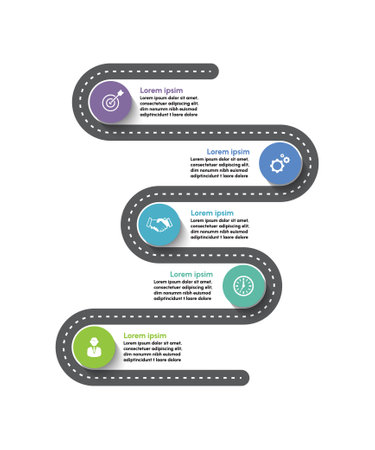 Business road map timeline infographic icons designed for abstract background templateのイラスト素材