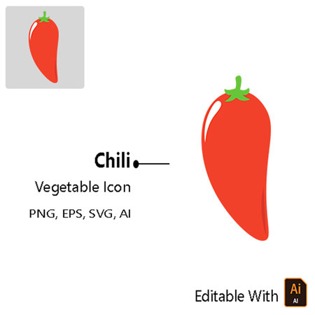Vegetable Icon - Chili Vector Design Graphic for your design needsのイラスト素材