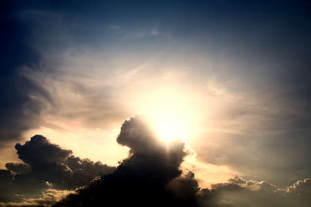 Partly cloudy in the evening under the hot sun
