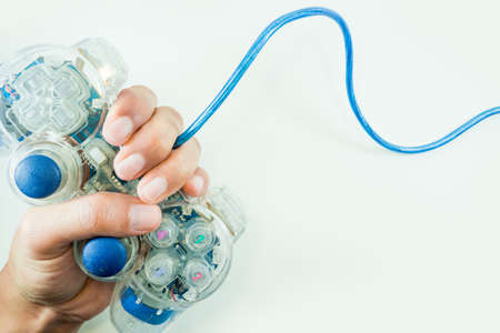 Handle Joy Games on white on isolated objectの写真素材