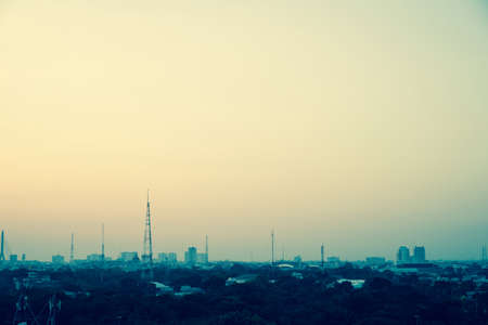 In large cities, the evening sky the sun sets in colour tone.