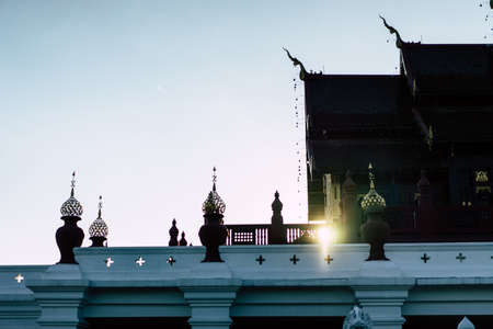 Thailand temple in the evening sky cloudless at evening time.の写真素材