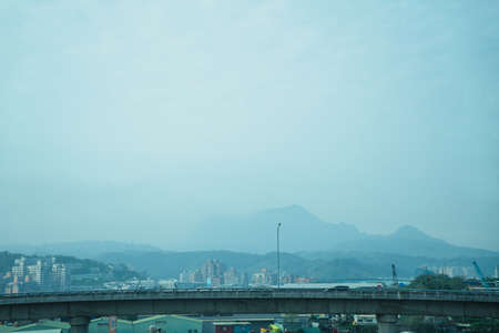 Town in the valley in the sky with clouds day.の写真素材