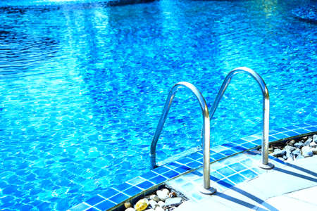 The turquoise pool in the morning bright sunshine.の写真素材