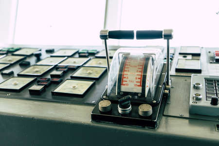 The onboard control on the navigation panel in boat.の写真素材