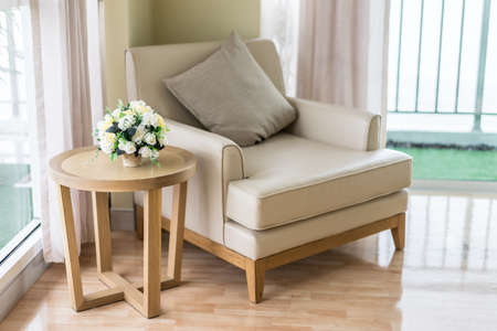 chair in Luxurious window-room in the morning light.の写真素材