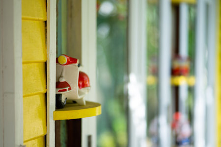 Motorcycles decorated in cafes create a sense of fun.の写真素材