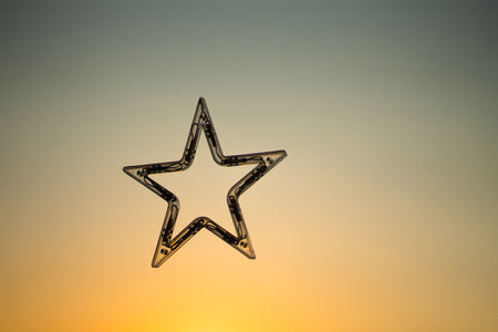 Single star object isolated on light color background.の写真素材