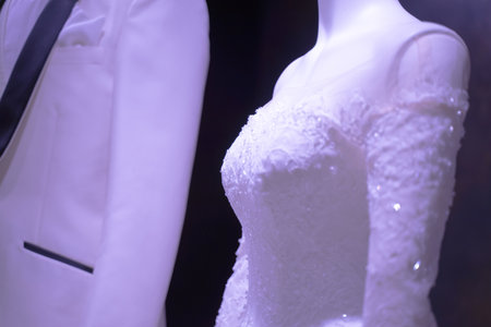 Bride's wedding dress details At the wedding ceremony, the wedding tradition.の写真素材