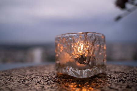 glass with candlelight Romance for a very special night.の写真素材