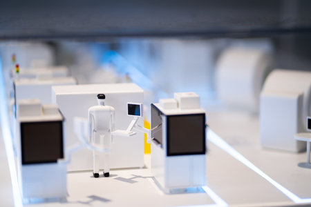 Small office equipment model On the background blurred light.の写真素材