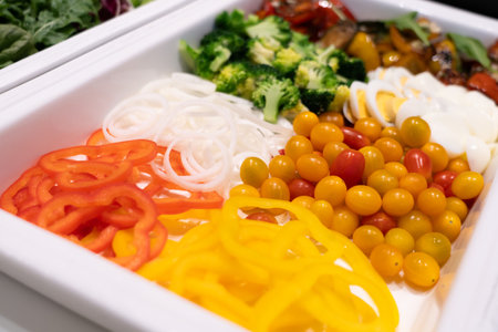 Salad bar with vegetables in restaurant, healthy food.の写真素材