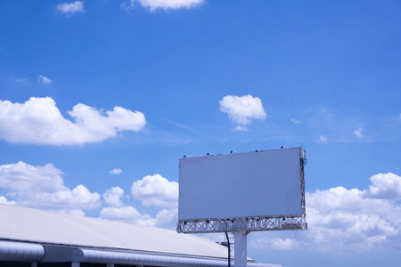 Large empty billboard on morning sky background.の写真素材