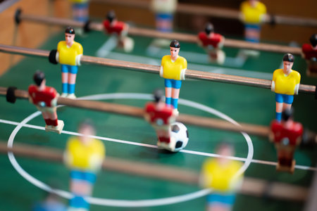 soccer table wooden board wooden player games for fun.の写真素材