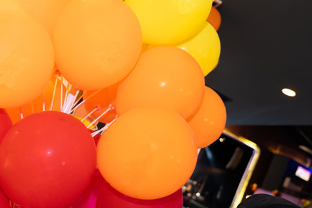 Colorful party balloons background, New Year idea, birthday decoration or party decoration.の写真素材