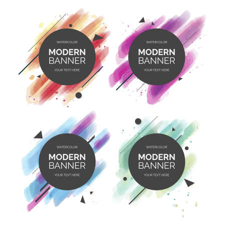 colorful modern banner collection vector design illustrationのイラスト素材