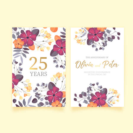 floral wedding anniversary invitation design vector illustrationのイラスト素材