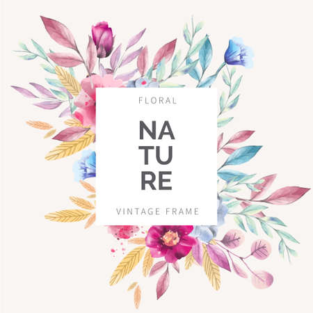 beautiful floral frame vintage style vector design illustrationのイラスト素材