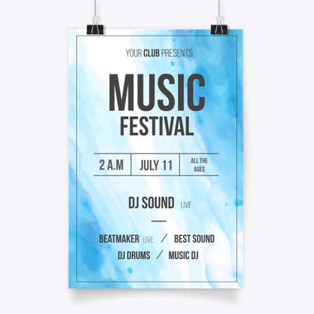music festival poster watercolor design vector illustrationのイラスト素材