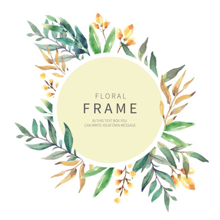 floral frame with wild herbs vector design illustrationのイラスト素材