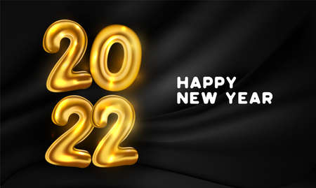happy new year 2022 background with golden balloons numbers vector design illustration