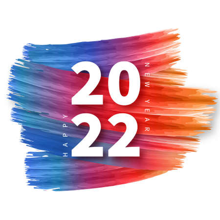 2022 happy new year background with colorful splash vector design illustrationのイラスト素材