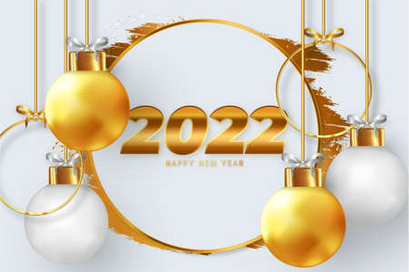 happy new year 2022 frame with brush stroke background vector design illustration