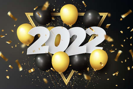 happy new year 2022 background with realistic balloons vector design illustration