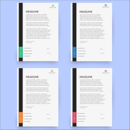 modern letterhead template flat style pack vector design illustrationのイラスト素材