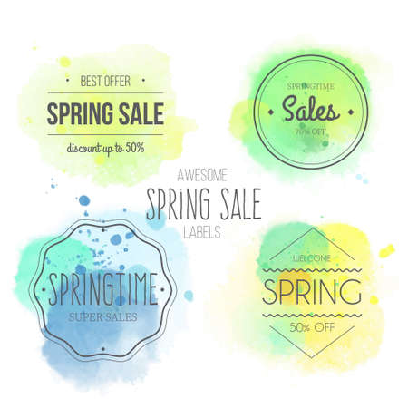spring sale labels design vector illustrationのイラスト素材