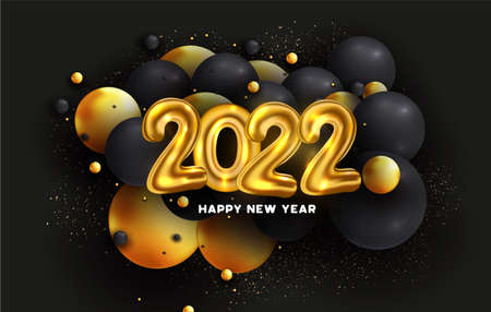 happy new year 2022 with abstract balls vector design illustration
