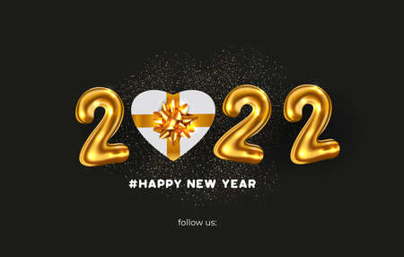 happy new year 2022 with golden numbers realistic gift vector design illustrationのイラスト素材