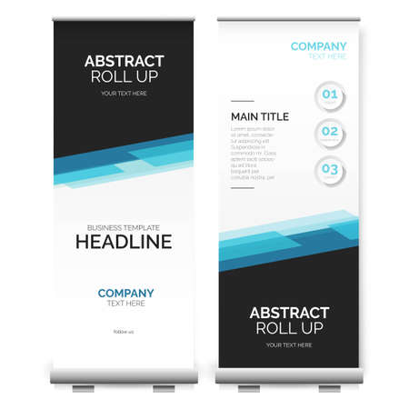 modern roll up banner with abstract shapes design vector illustrationのイラスト素材