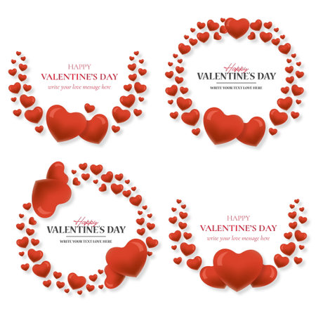 lovely valentine s day frame with hearts design vector illustrationのイラスト素材