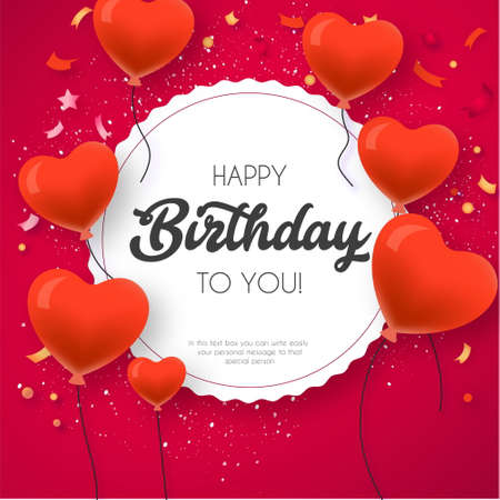 happy birthday card template with lovely balloons design vector illustrationのイラスト素材