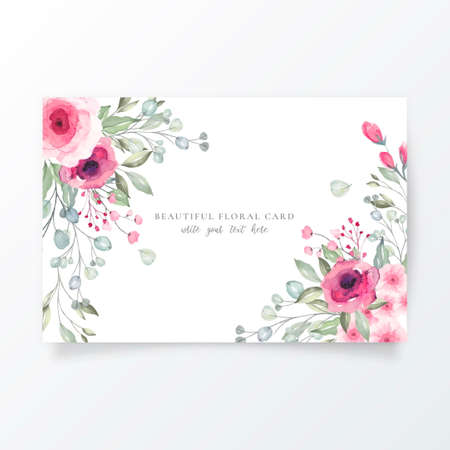 watercolor card template with lovely flowers design vector illustrationのイラスト素材