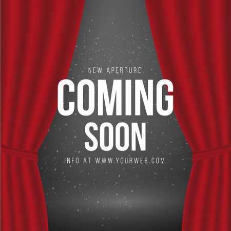 coming soon background with red curtains design vector illustrationのイラスト素材