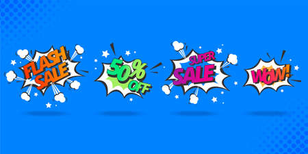 sale speech bubble collection comic style design vector illustrationのイラスト素材