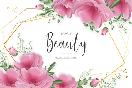 beauty realistic floral frame vector design illustrationのイラスト素材