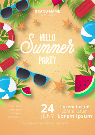 modern summer party poster design vector illustrationのイラスト素材