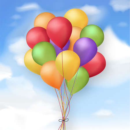 realistic colorful balloons vector design illustrationのイラスト素材
