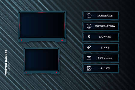 set abstract gaming panels twitch template vector design illustrationのイラスト素材