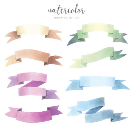 watercolor ribbon collection vector design illustrationのイラスト素材