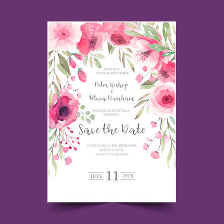 cute floral wedding invitation ready printのイラスト素材