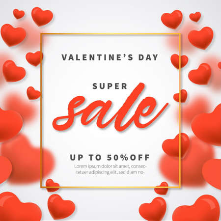 valentine s day super sale with hearts background design vector illustrationのイラスト素材
